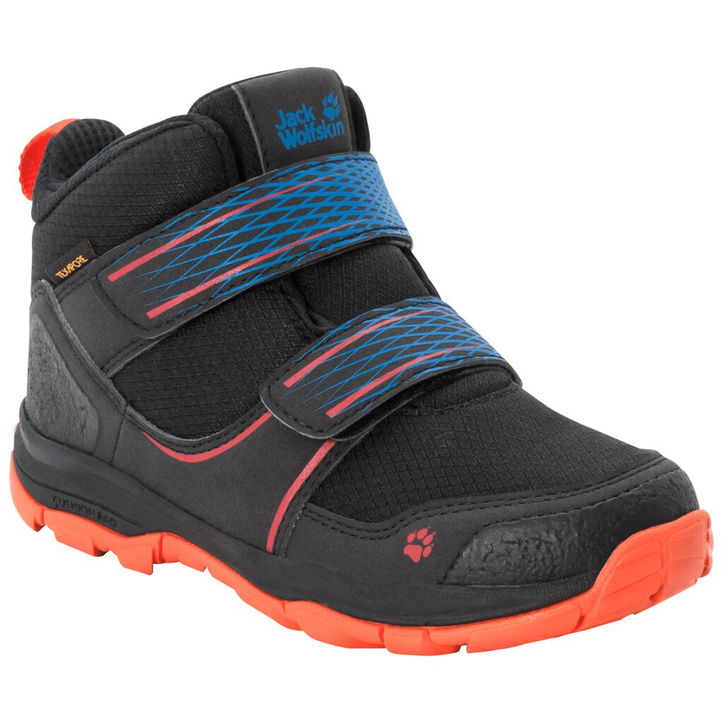 Jack Wolfskin MTN ATTACK 3 TEXAPORE MID Gyerek Túracipő Fekete/Narancssárga - VZSTEO-510